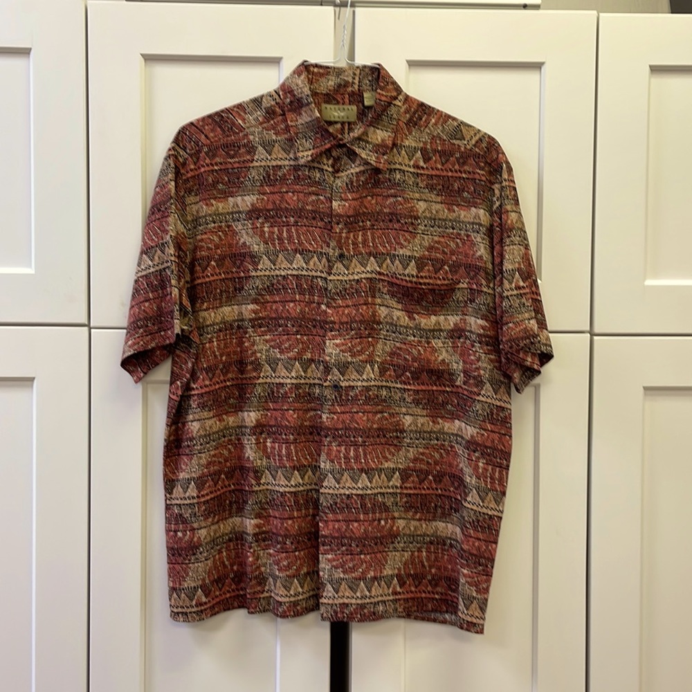 NATURAL ISSUE ALOHA SHIRT, SIZE MEDIUM, 100% VISCOSE RAYON